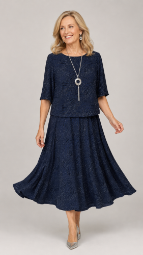 Sukienka Weselna Granatowa Lady Navy Frank Fashion