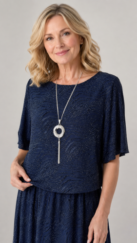 Sukienka Weselna Granatowa Lady Navy Frank Fashion