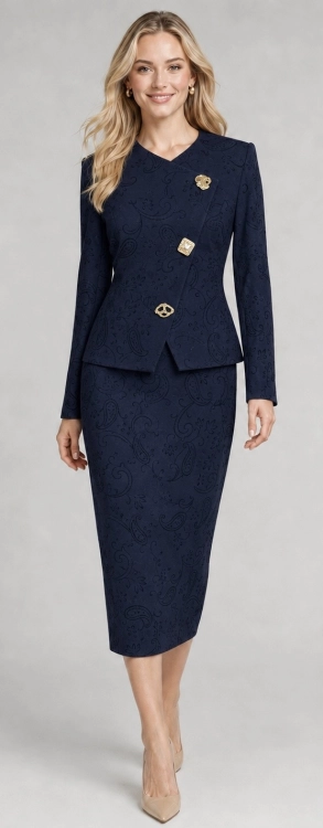 Garsonka Wizytowa Jerseyowa Granatowa Sezane Navy Flock Frank Fashion.jpg