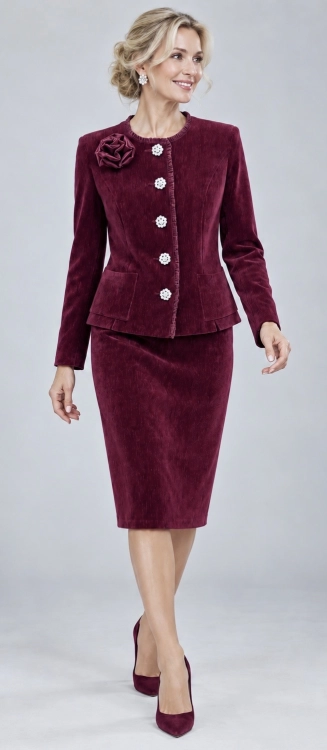 Garsonka Wieczorowa Velur Bordo Frank Fashion