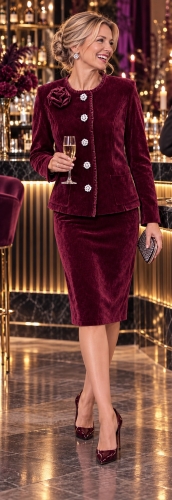 Garsonka Wieczorowa Velur Bordo Frank Fashion