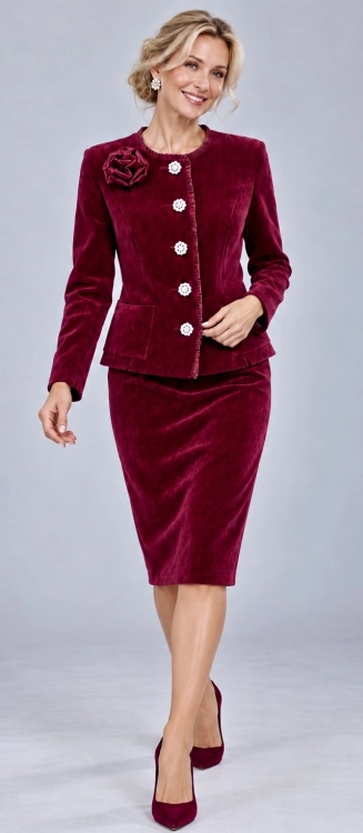 Garsonka Wieczorowa Velur Bordo Frank Fashion