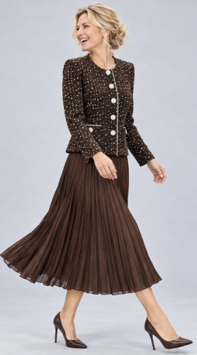 Garsonka Wizytowa Brązowa Chocolate Plisowana Frank Fashion